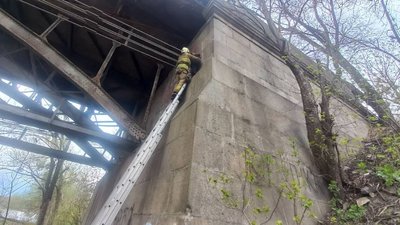 На Житомирщині рятувальники допомогли підлітку спуститися з опори мосту На Житомирщині рятувальники допомогли підлітку спуститися з опори мосту