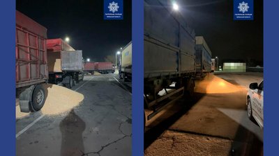Розсипали зерно і втекли: на Черкащині поліцейські ловили водїв вантажівок