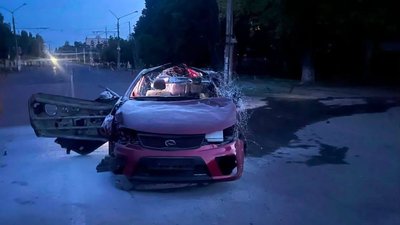Пошкоджена дроном автівка у Краматорську 8 липня 2026 року