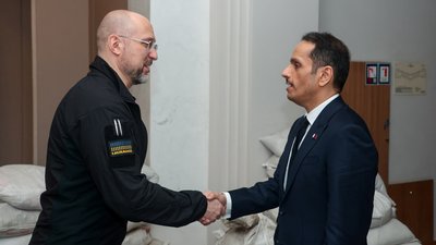 Прем’єр-міністр Катару шейх Мохаммед бін Абдулрахман Аль Тані і Денис Шмигаль Прем’єр-міністр Катару шейх Мохаммед бін Абдулрахман Аль Тані і Денис Шмигаль