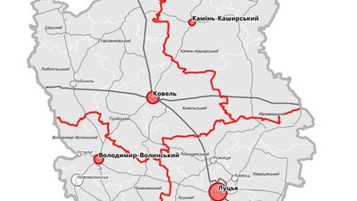 Карта укрупнення районів Волині після адміністративно-територіальної реформи Карта укрупнення районів Волині після адміністративно-територіальної реформи