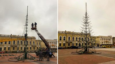 У Кропивницькому почали встановлювати новорічну ялинку