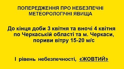 Попередження про посилення вітру у Черкасах Попередження про посилення вітру у Черкасах