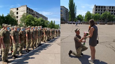 Лейтенант освідчився коханій на плацу. СУСПІЛЬНЕ | ВІДЕОНОВИНИ