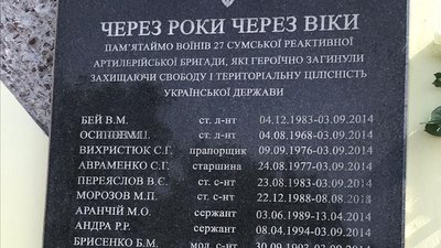 У Сумах вшановують пам'ять 17-ти загиблих воїнів 27-ї артбригади У Сумах вшановують пам'ять 17-ти загиблих воїнів 27-ї артбригади