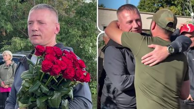 Звільненого з полону Сергія Серховця зустріли у селі Стрільськ на Рівненщині