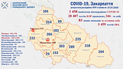 28 одужали, 83 захворіли: дані за добу про COVID-19 на Закарпатті 28 одужали, 83 захворіли: дані за добу про COVID-19 на Закарпатті