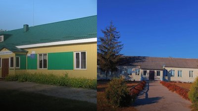 Зліва — Воронківська гімназія, справа — Новорічицький ліцей
