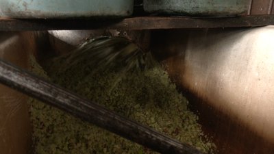 За допомогою спеціального пристрою з яблук виготовляють "джем" грубого помолу
