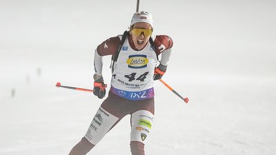 Біатлоністка збірної Латвії Байба Бендіка бере участь у спринті чемпіонату світу-2024.