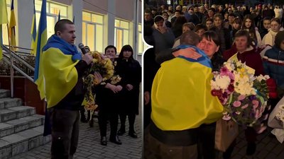 Звільненого з полону Юрія Дашкеля зустріли у селі Великий Мидськ на Рівненщині