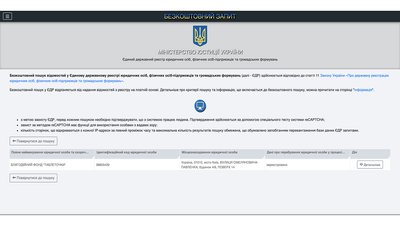 Скріншот з сайті Мінюсту – Єдиний державний реєстр юридичних осіб