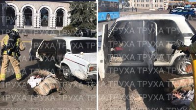 Горів автомобіль на залізничному вокзалі у Рівному