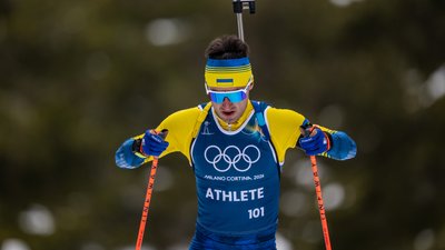 Тарас Лесюк під час тренування на Олімпіади-2026