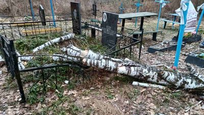 Повалені дерева і пошкоджені могили — через північ Житомирщини просувався локальний атмосферний фронт Повалені дерева і пошкоджені могили — через північ Житомирщини просувався локальний атмосферний фронт