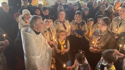 Літургія напередодні Різдва у храмі Іоана Богослова Православної Церкви України, Харків, 24 грудня 2023 року