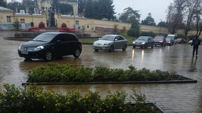 У Львові оштрафували водія, який об'їжджав затор через сквер