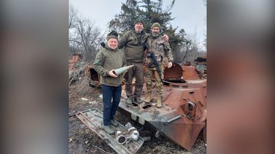 Антанас Бурокас під час поїздки на фронт Антанас Бурокас під час поїздки на фронт