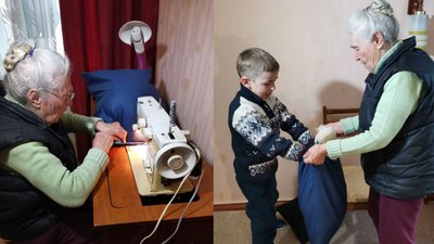 Подушки, ковдри та амуніція: 84-річна полтавка Марія Чичкало шиє для воїнів та переселенців