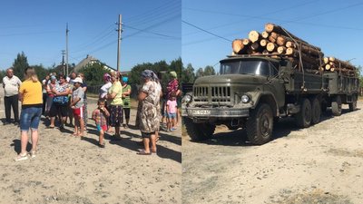 Перекрита дорога, наряд поліції: волиняни перевіряють законність вирубки лісу