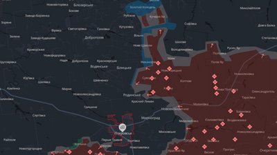 Орієнтовна лінія фронту на північ від Покровська