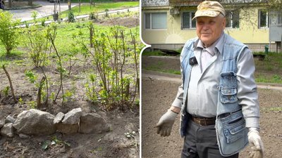 83-річний кропивничанин облаштував сквер біля багатоквартирних будинків