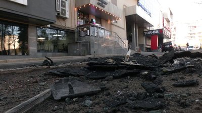 Місце, де стався вибух біля ТРЦ, 20 березня 2025 року