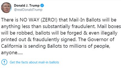 Twitter уперше позначив допис Трампа як недостовірний Twitter уперше позначив допис Трампа як недостовірний