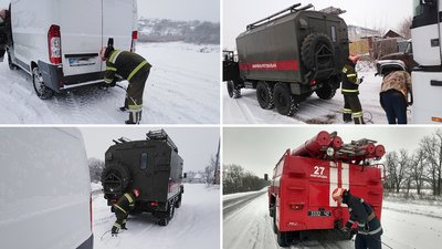 У Грузькому на Кіровоградщині машину ”швидкої” витягали зі снігу У Грузькому на Кіровоградщині машину ”швидкої” витягали зі снігу