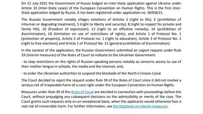 ЄСПЛ відхилив заяву Росії проти України ЄСПЛ відхилив заяву Росії проти України