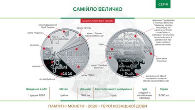 Нацбанк випускає пам'ятні монети "Самійло Величко" та "Слов'янськ"