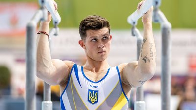 Український гімнаст Ілля Ковтун на етапі Кубка світу-2024 в Котбусі, Німеччина.