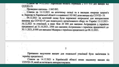 На Харківщині визнали непридатними понад 30 тис. доз вакцин від COVID На Харківщині визнали непридатними понад 30 тис. доз вакцин від COVID