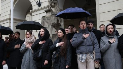Виконання Державного Гімну на площі Ринок, 11 березня 2024. Виконання Державного Гімну на площі Ринок, 11 березня 2024.