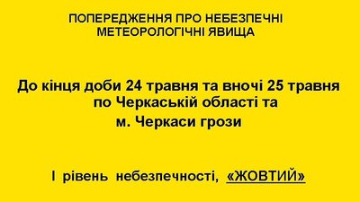 "Жовтий" рівень небезпечності: черкащан попереджають про грози "Жовтий" рівень небезпечності: черкащан попереджають про грози