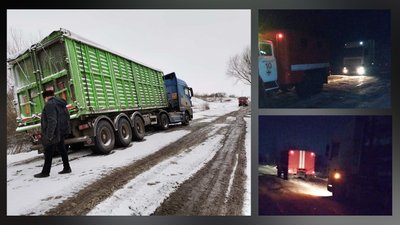 Затор із 15 фур – на Житомирщині рятувальники допомагали витягувати авто, які застрягли на дорогах