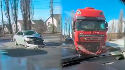 ДТП у Чернігові: зіштовхнулися вантажівка та легковий автомобіль, водія ушпиталили