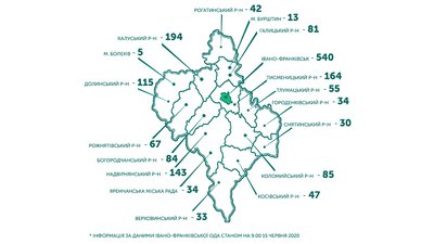 Де і скільки - COVID-19 Прикарпаття. 15 червня Де і скільки - COVID-19 Прикарпаття. 15 червня