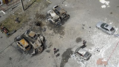 На місці нічного обстрілу Салтівки у Харкові сапери вилучили уламки "Урагану", що не розірвалися На місці нічного обстрілу Салтівки у Харкові сапери вилучили уламки "Урагану", що не розірвалися