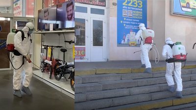 Протидія коронавірусу: у Черкасах продезінфікували залізничний вокзал і торговельні центри