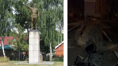 Народна декомунізація: на Полтавщині повалили пам’ятники Чапаєву і комсомольцям Народна декомунізація: на Полтавщині повалили пам’ятники Чапаєву і комсомольцям