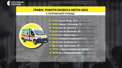 У квітні екобус працюватиме у Полтаві та селах громади У квітні екобус працюватиме у Полтаві та селах громади