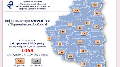 На Тернопільщині від коронавірусу видужали 547 людей На Тернопільщині від коронавірусу видужали 547 людей
