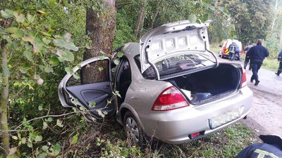 У Мені «Nissan Almera» зіткнувся з деревом: водій в реанімації