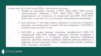 У 30-й харківській лікарні повідомили, яких заходів вжили після виявлення хворого на СOVID У 30-й харківській лікарні повідомили, яких заходів вжили після виявлення хворого на СOVID