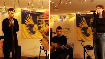 Молодь на квартирнику в укритті у Вараші Молодь на квартирнику в укритті у Вараші