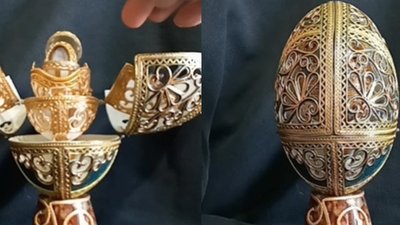 Волинський "Фаберже" показав роботу з яєчної шкарлупи, над якою працював пів року