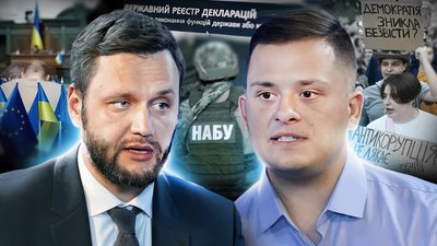 Голова НАЗК Віктор Павлущик та кореспондент Суспільного Назарій Рубаняк