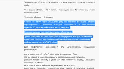Офіційно: на Вінниччині – перший випадок коронавірусу
