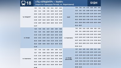В Ужгороді автобуси №18 та 24 змінюють графік руху В Ужгороді автобуси №18 та 24 змінюють графік руху